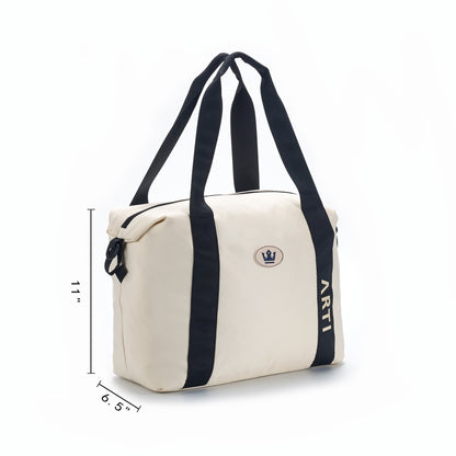 ARTI Signature Duffle Bag | Cream | 17"×13.75"×6.5" | Polyester | Removable Strap | ARTI - Niksstuff