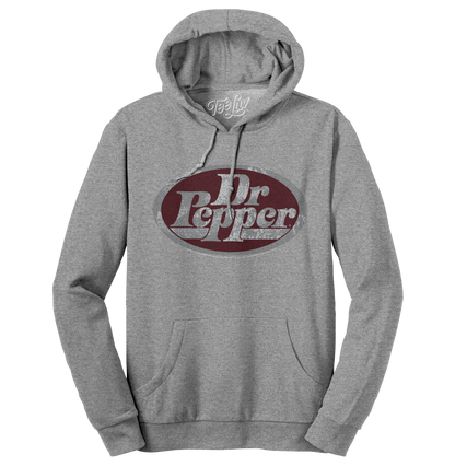 Dr Pepper Silver Metallic Logo Pullover Hoodie | Gray