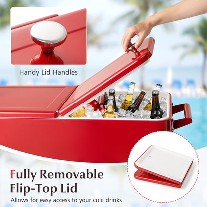 Portable Patio Cooler | 80 Qt | 48-Hour Cold Retention | Wheels, Shelf & Bottle Opener | Gray or Red
