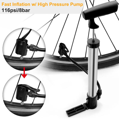Gbruno Mini Bike Pump - Aluminum Portable Tire Inflator with Mount