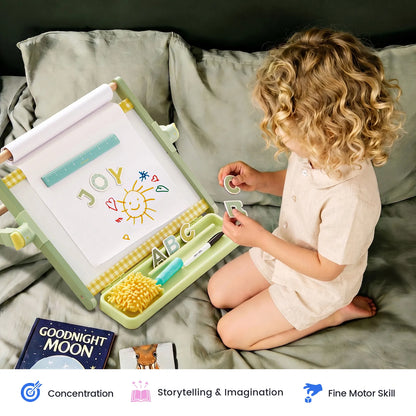 Tiny Land® Double-Sided Magnetic Tabletop Easel | Pink, Oatmeal or Green