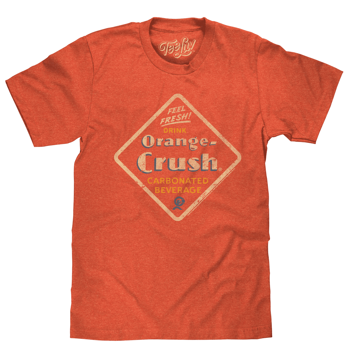 Orange heather T-shirt with front graphic print and crew neck