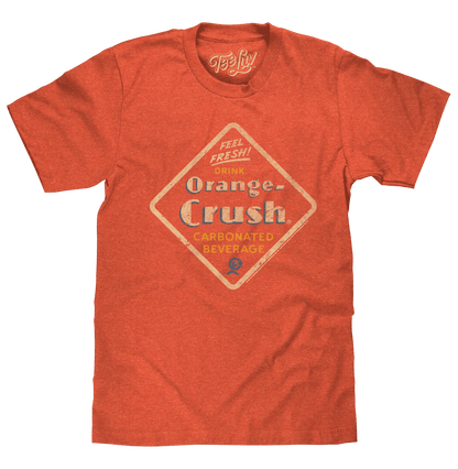 Orange heather T-shirt with front graphic print and crew neck