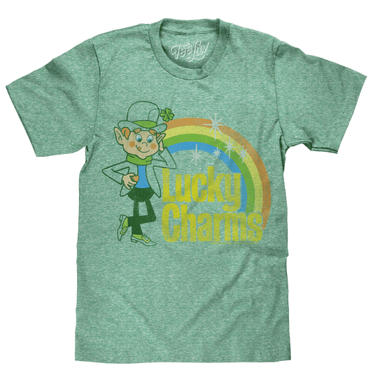 Kelly green vintage crewneck tee with leprechaun graphic front