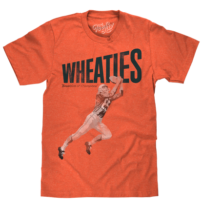 Wheaties "Breakfast of Champions" T-Shirt | Football Player Graphic | Orange