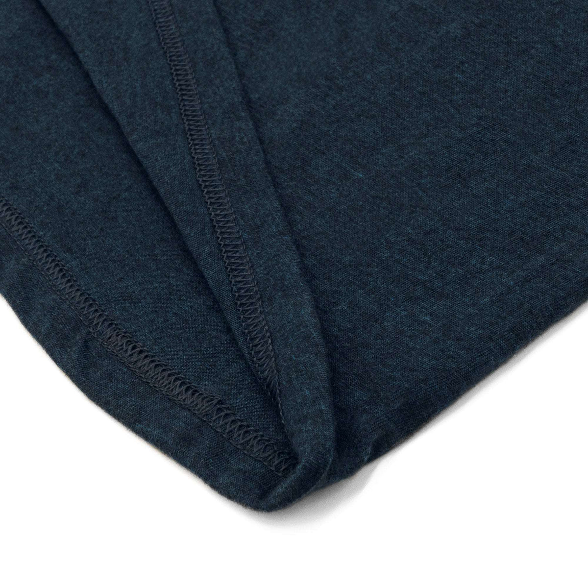 Navy T-shirt double-stitched sleeve and hem detail