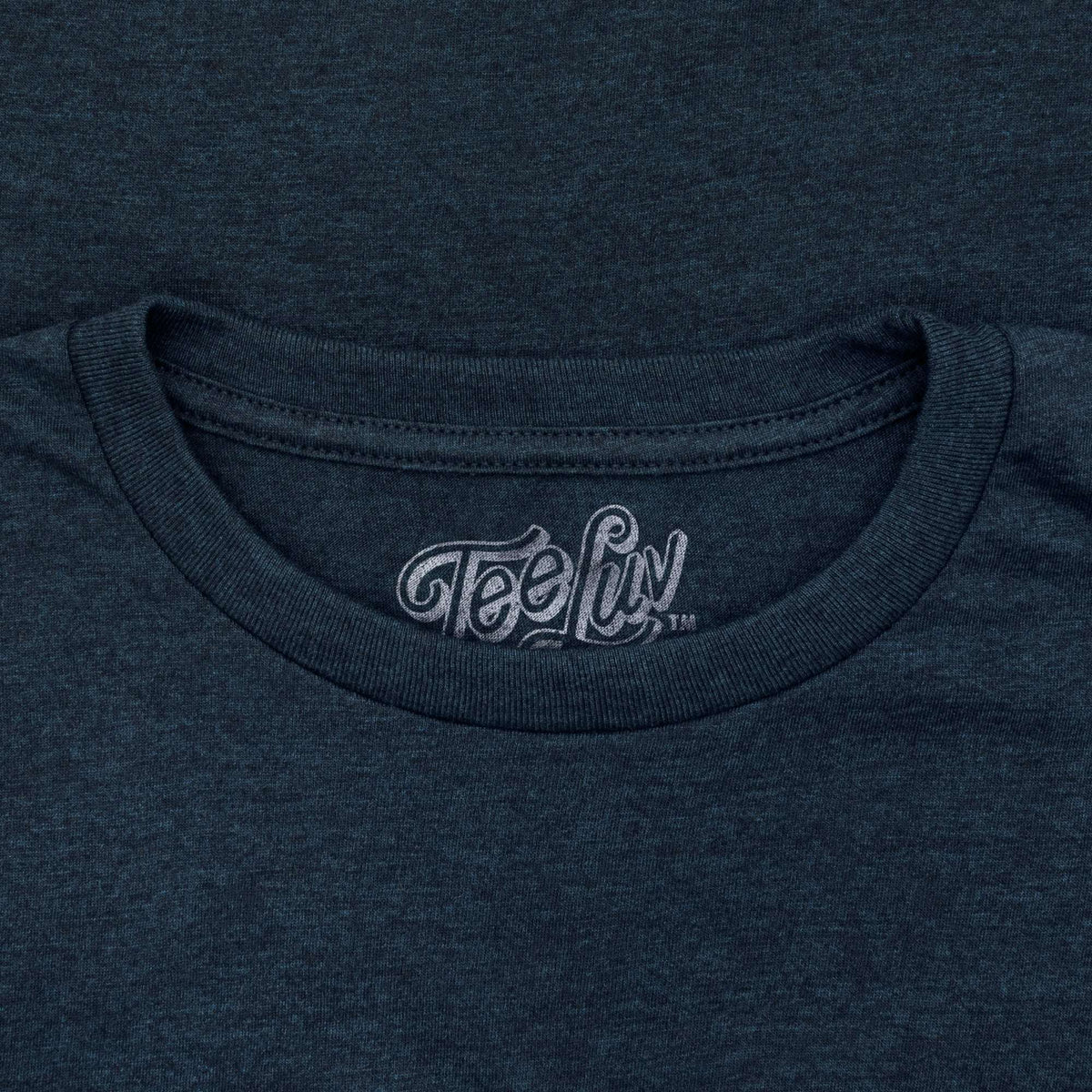 Navy crew-neck T-shirt with Teeluv logo on neckline