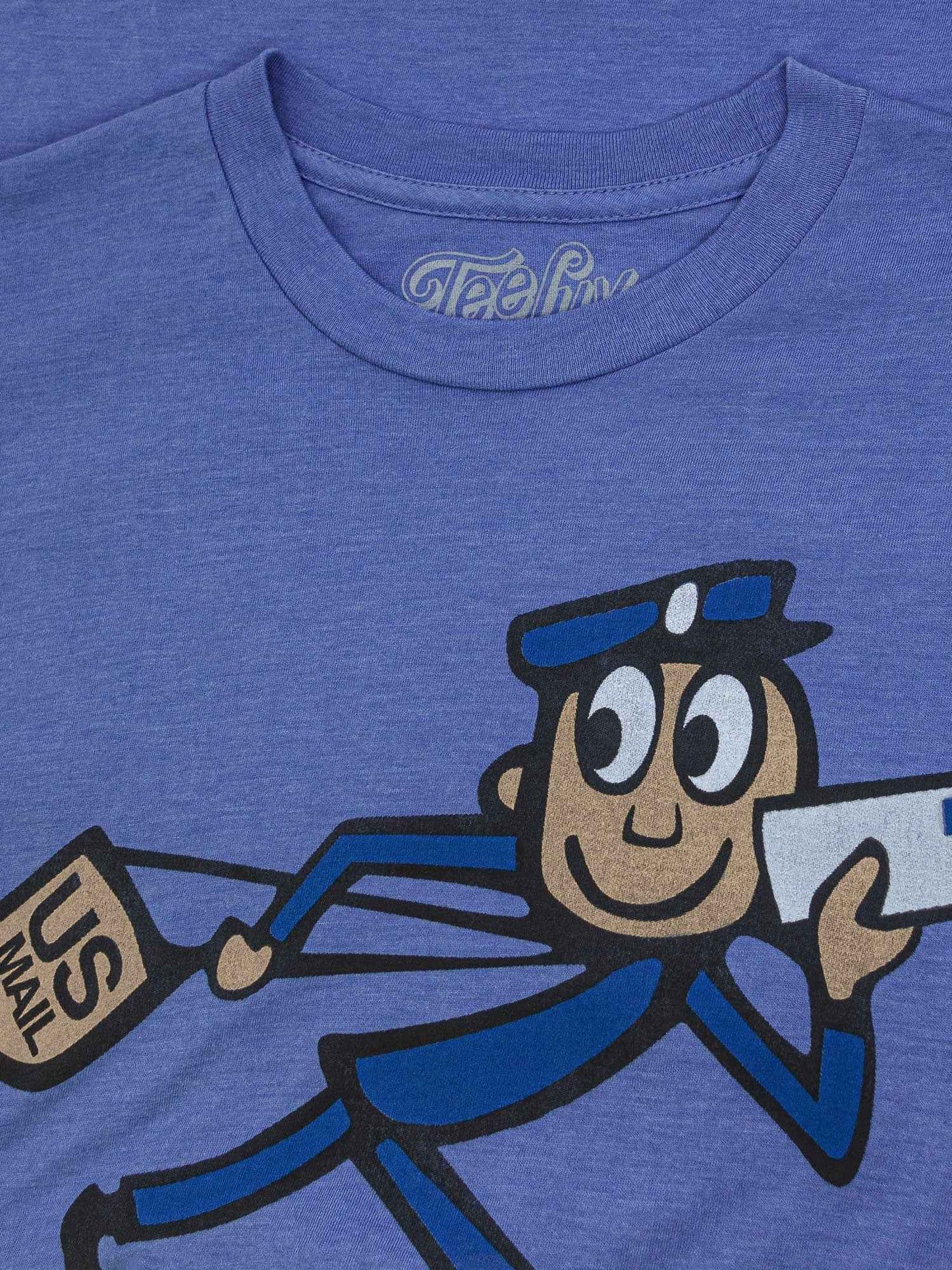 USPS "Mr. Zip" T-Shirt | Distressed Vintage Mascot | Light Blue Heather | Poly-Cotton