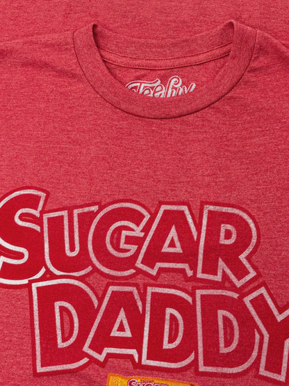 Sugar Daddy Candy T-Shirt | Distressed Logo & Pop Graphic | Red Heather