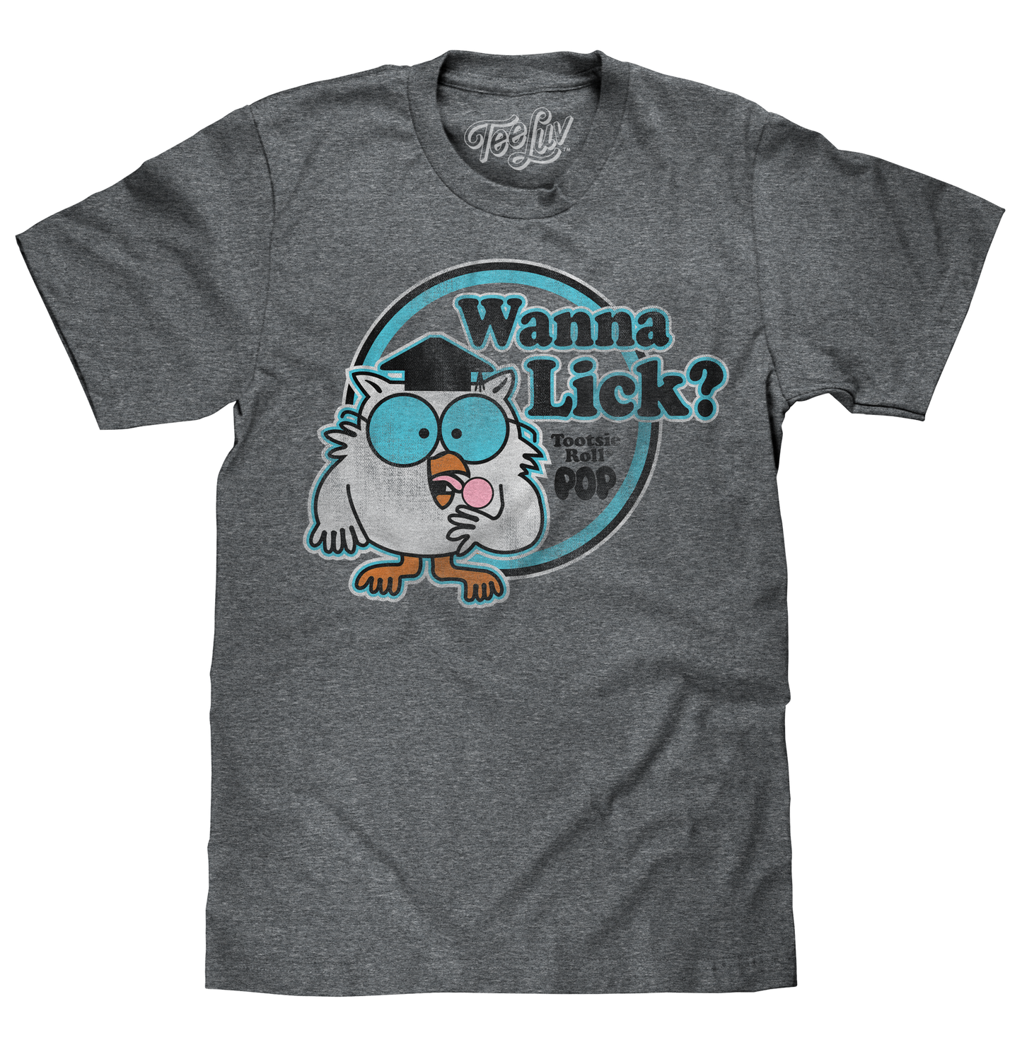 Tootsie Roll Pop "How Many Licks?" T-Shirt | Mr. Owl | Distressed Logo | Gray