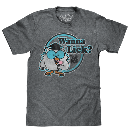 Tootsie Roll Pop "How Many Licks?" T-Shirt | Mr. Owl | Distressed Logo | Gray