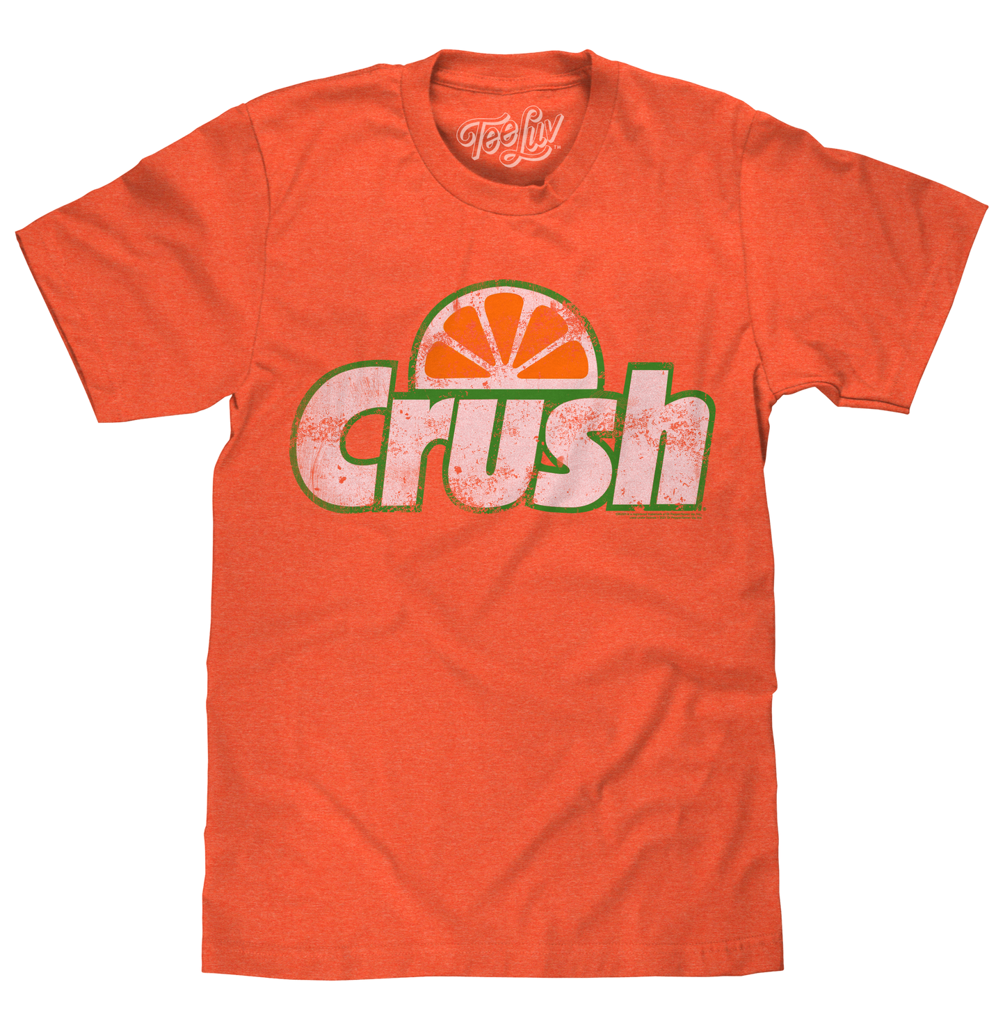 Orange Crush Soda T-Shirt | Distressed Vintage Logo | Orange Heather | Poly-Cotton