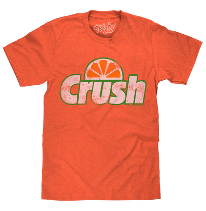Orange Crush Soda T-Shirt | Distressed Vintage Logo | Orange Heather | Poly-Cotton