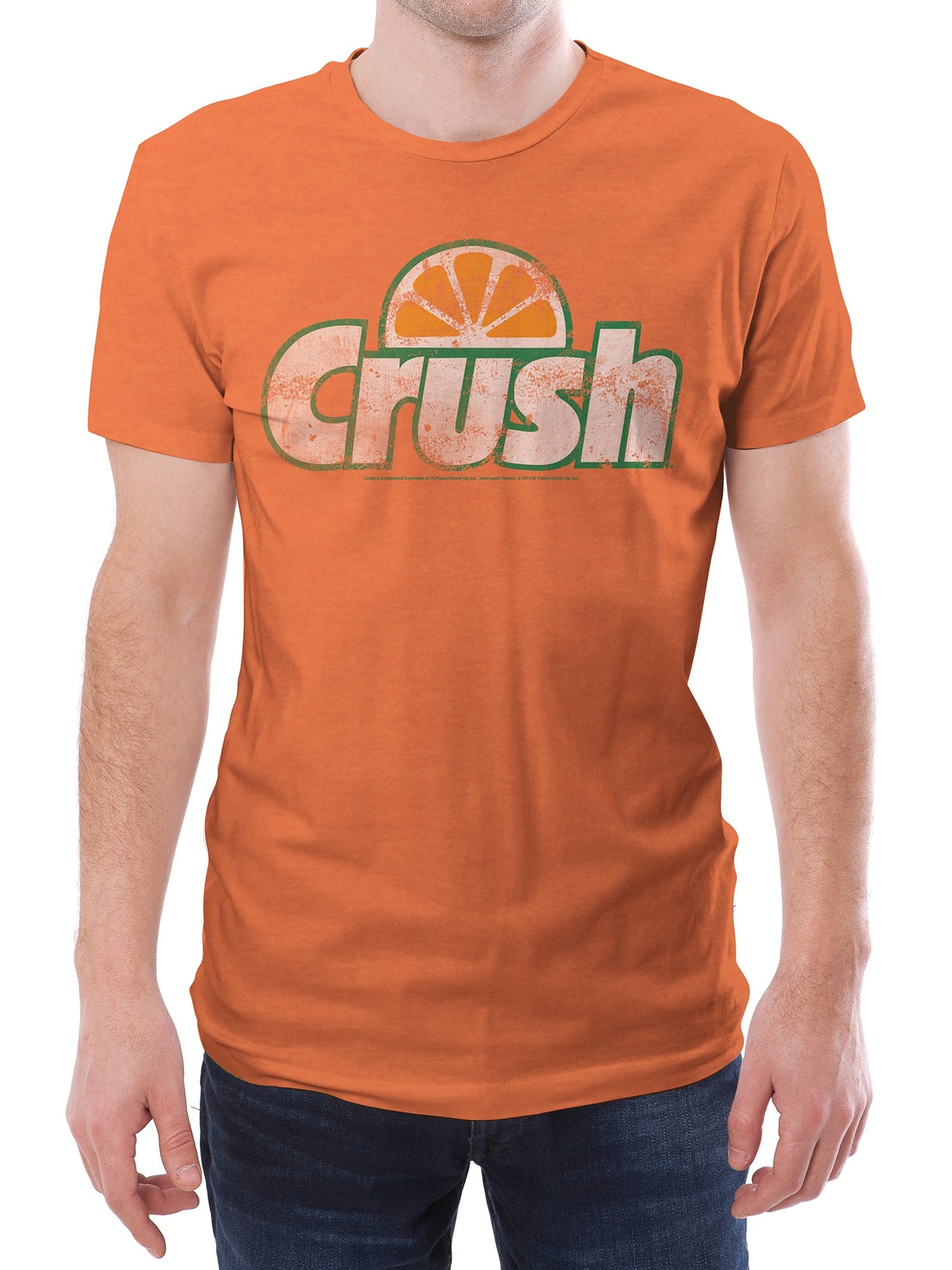 Orange Crush Soda T-Shirt | Distressed Vintage Logo | Orange Heather | Poly-Cotton