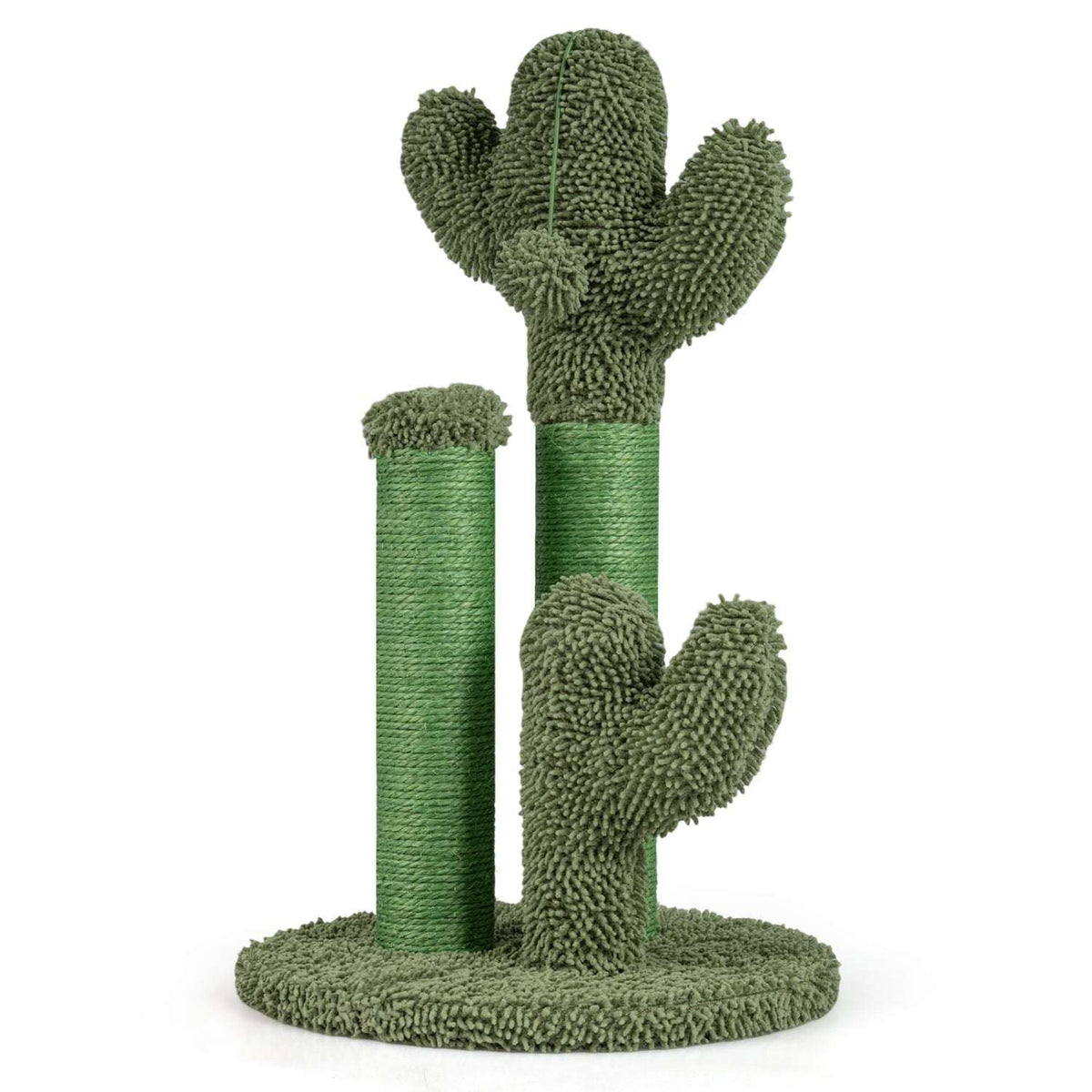22-inch cactus cat scratching post with green sisal rope and textured cactus-shaped posts