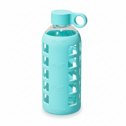 Purifyou Borosilicate Glass Water Bottle with Silicone Sleeve