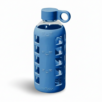 Purifyou Borosilicate Glass Water Bottle with Silicone Sleeve