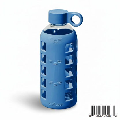 Purifyou Borosilicate Glass Water Bottle with Silicone Sleeve