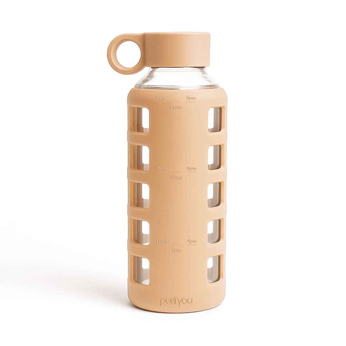 Purifyou Borosilicate Glass Water Bottle with Silicone Sleeve