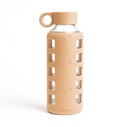 Purifyou Borosilicate Glass Water Bottle with Silicone Sleeve