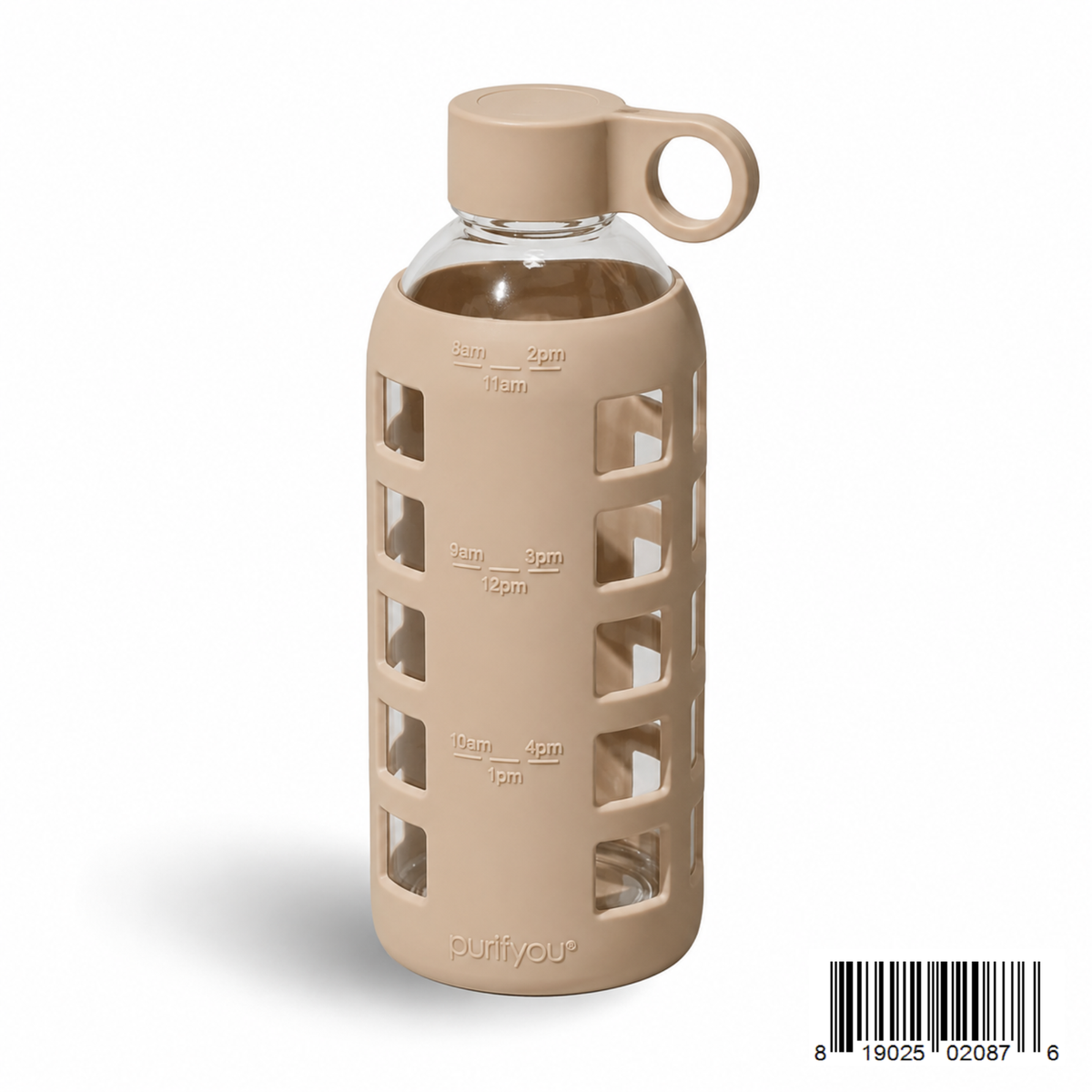 Purifyou Borosilicate Glass Water Bottle with Silicone Sleeve