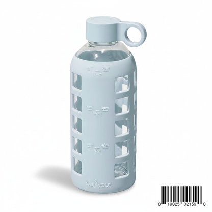 Purifyou Borosilicate Glass Water Bottle with Silicone Sleeve