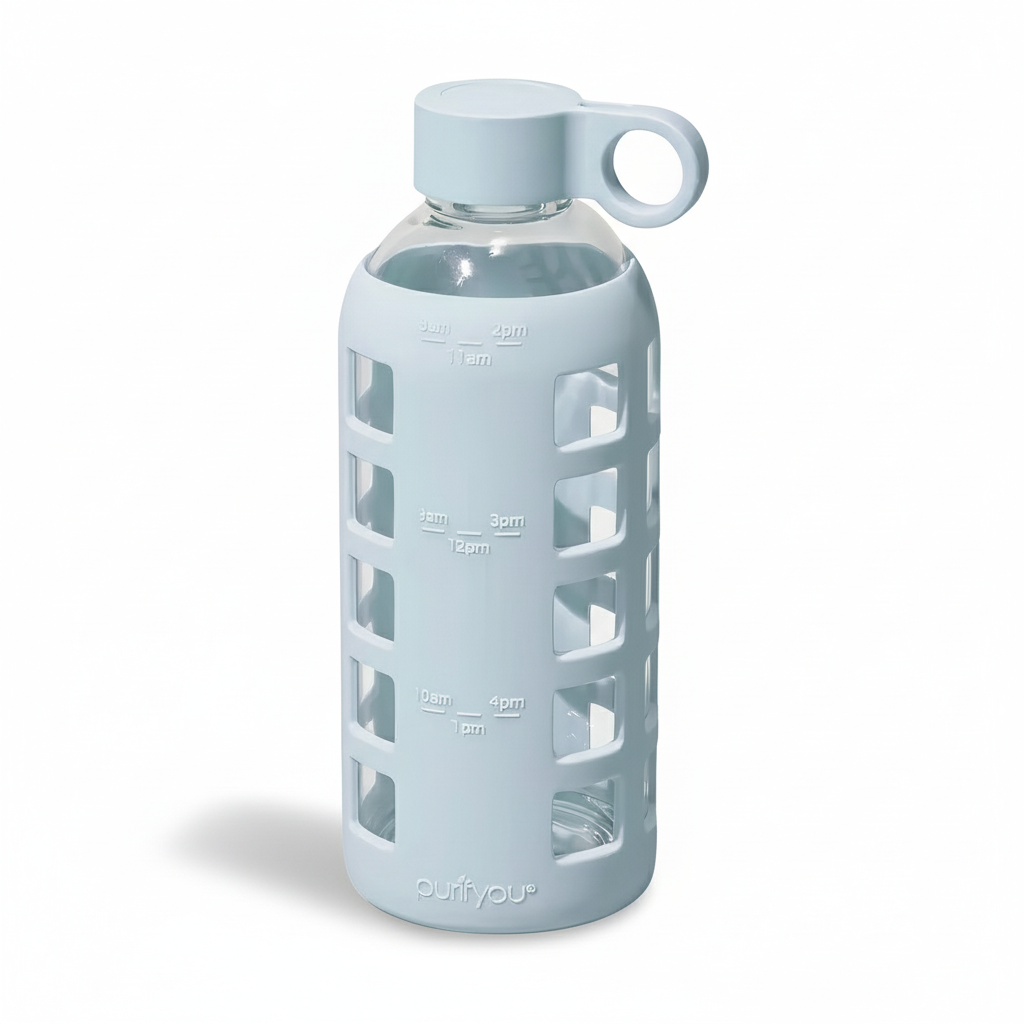 Purifyou Borosilicate Glass Water Bottle with Silicone Sleeve