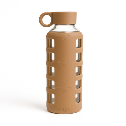 Purifyou Borosilicate Glass Water Bottle with Silicone Sleeve