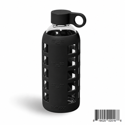 Purifyou Borosilicate Glass Water Bottle with Silicone Sleeve