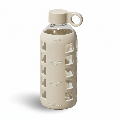 Purifyou Borosilicate Glass Water Bottle with Silicone Sleeve