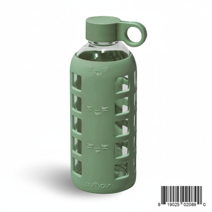 Purifyou Borosilicate Glass Water Bottle with Silicone Sleeve