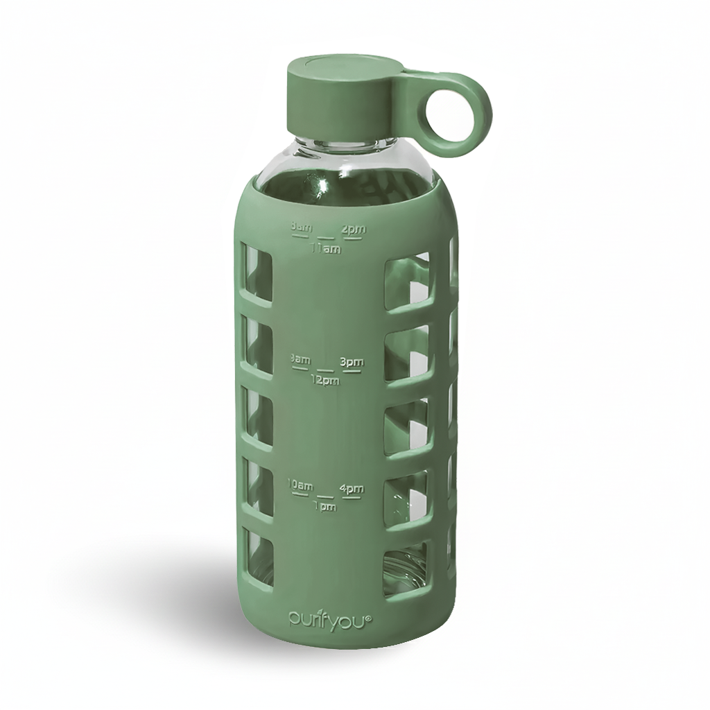 Purifyou Borosilicate Glass Water Bottle with Silicone Sleeve