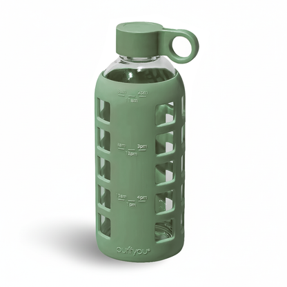 Purifyou Borosilicate Glass Water Bottle with Silicone Sleeve
