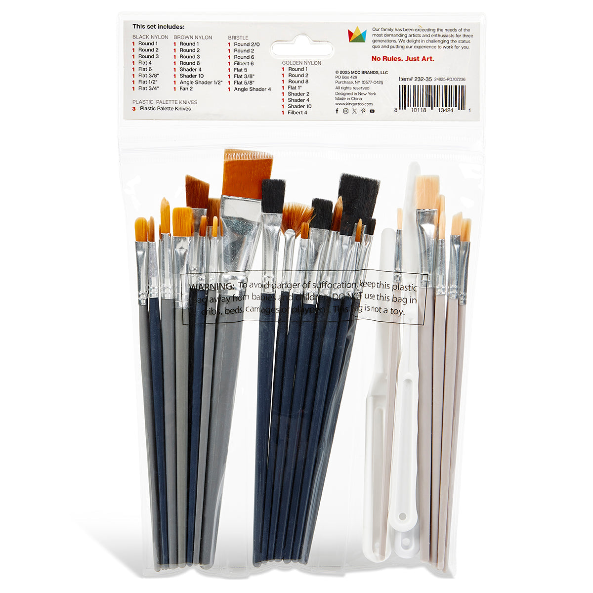 KINGART Studio 35-Piece Brush and Tool Set - All-Media Paint Brushes
