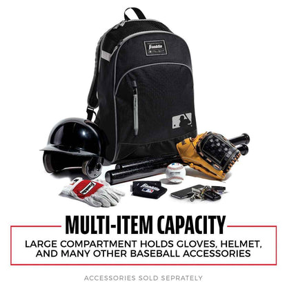 Franklin MLB® Youth Baseball & Softball Batpack Bag | Dual Bat Storage | Fence Hook | Black