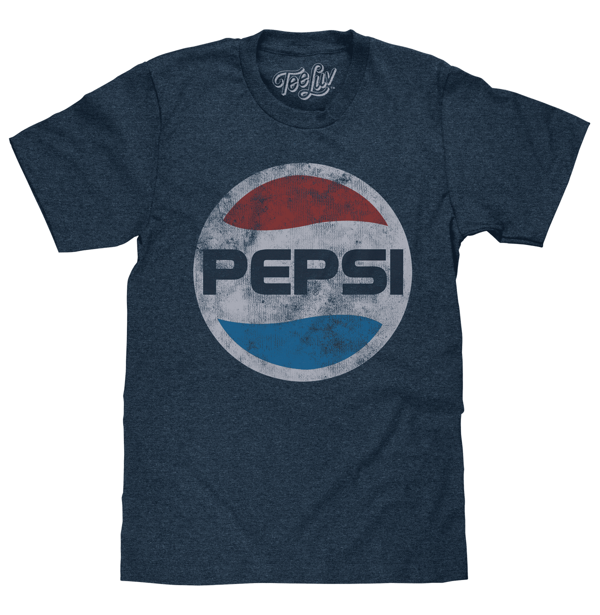 Navy heather T-shirt with large Pepsi circle logo on the front