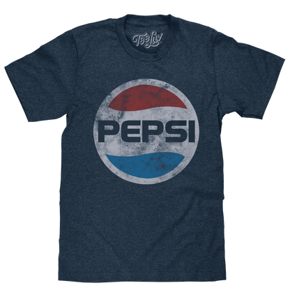 Navy heather T-shirt with large Pepsi circle logo on the front