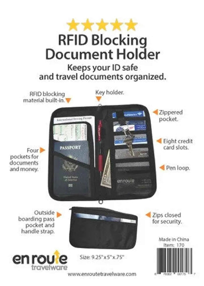 En Route Travelware RFID-Blocking Passport & Document Holder | Black