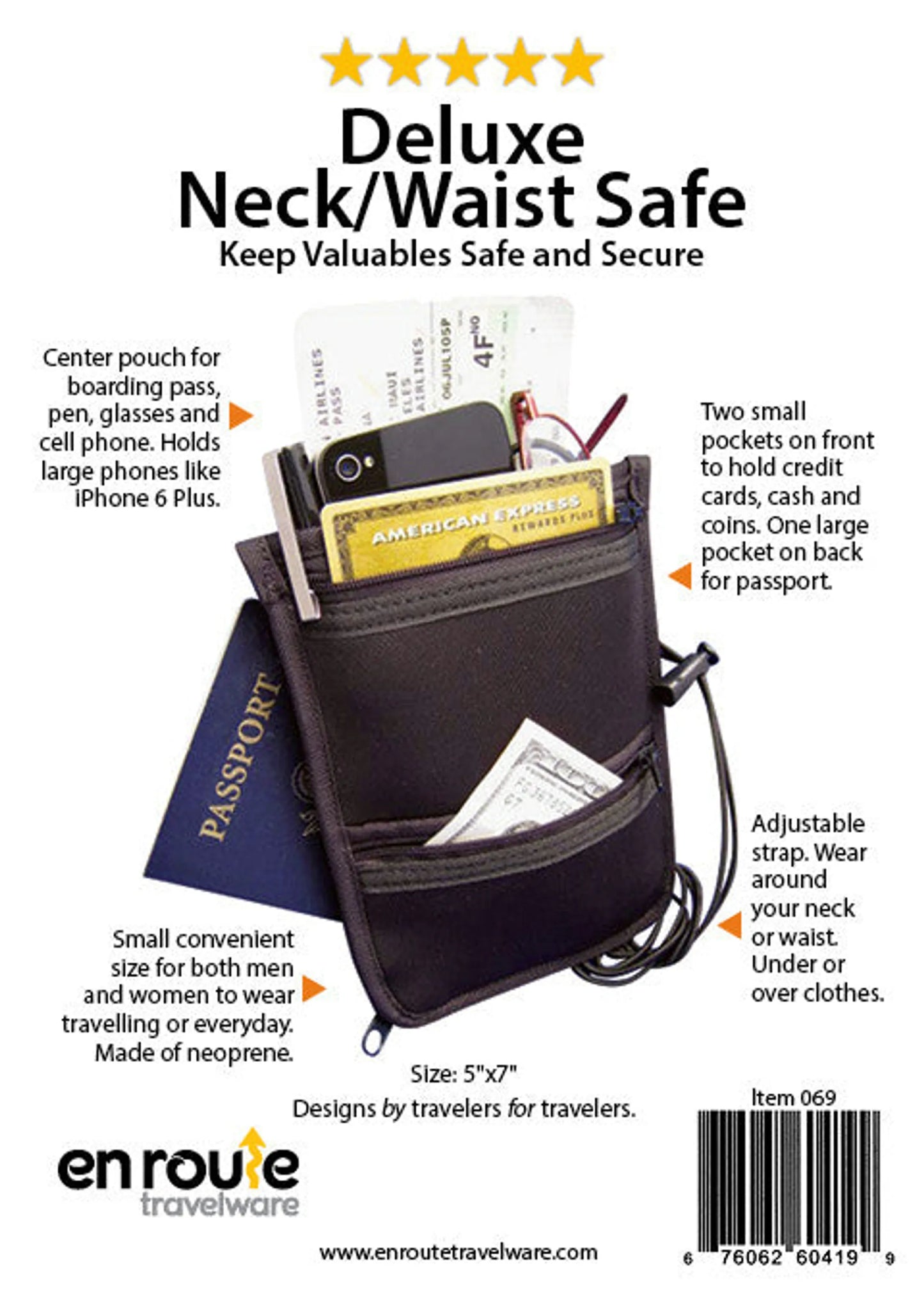 En Route Travelware Travel Neck Wallet | Neoprene Passport & Card Organizer