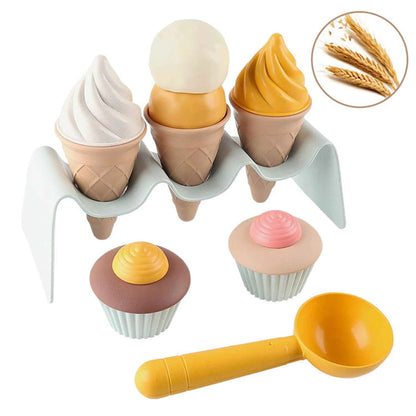 Kids DIY Ice Cream Mold Toy Set — Eco-Friendly Wheat Straw