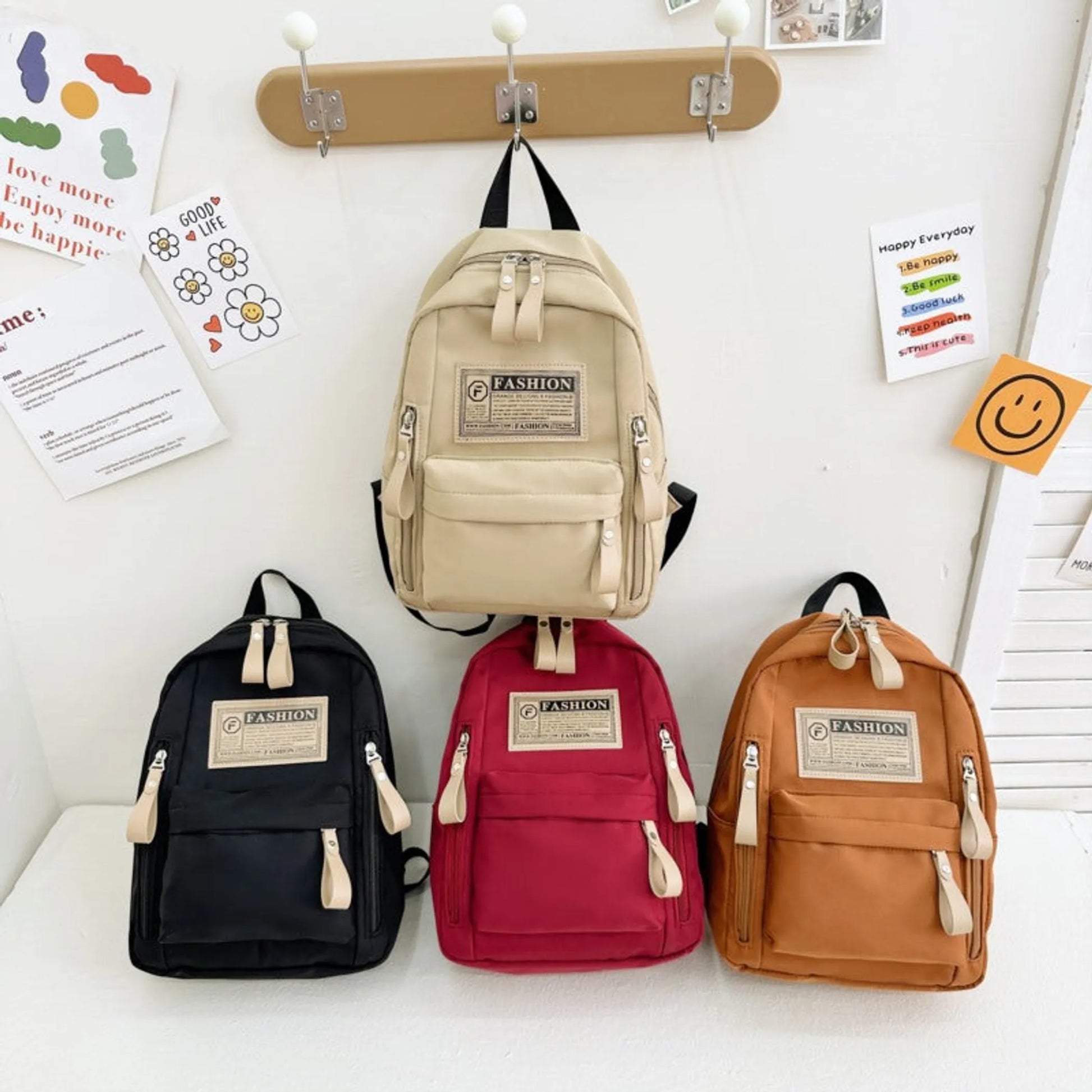 Kids Canvas Backpack | Lightweight & Compact | Ages 3–8 | Letters Pattern | 4 Colors - Niksstuff