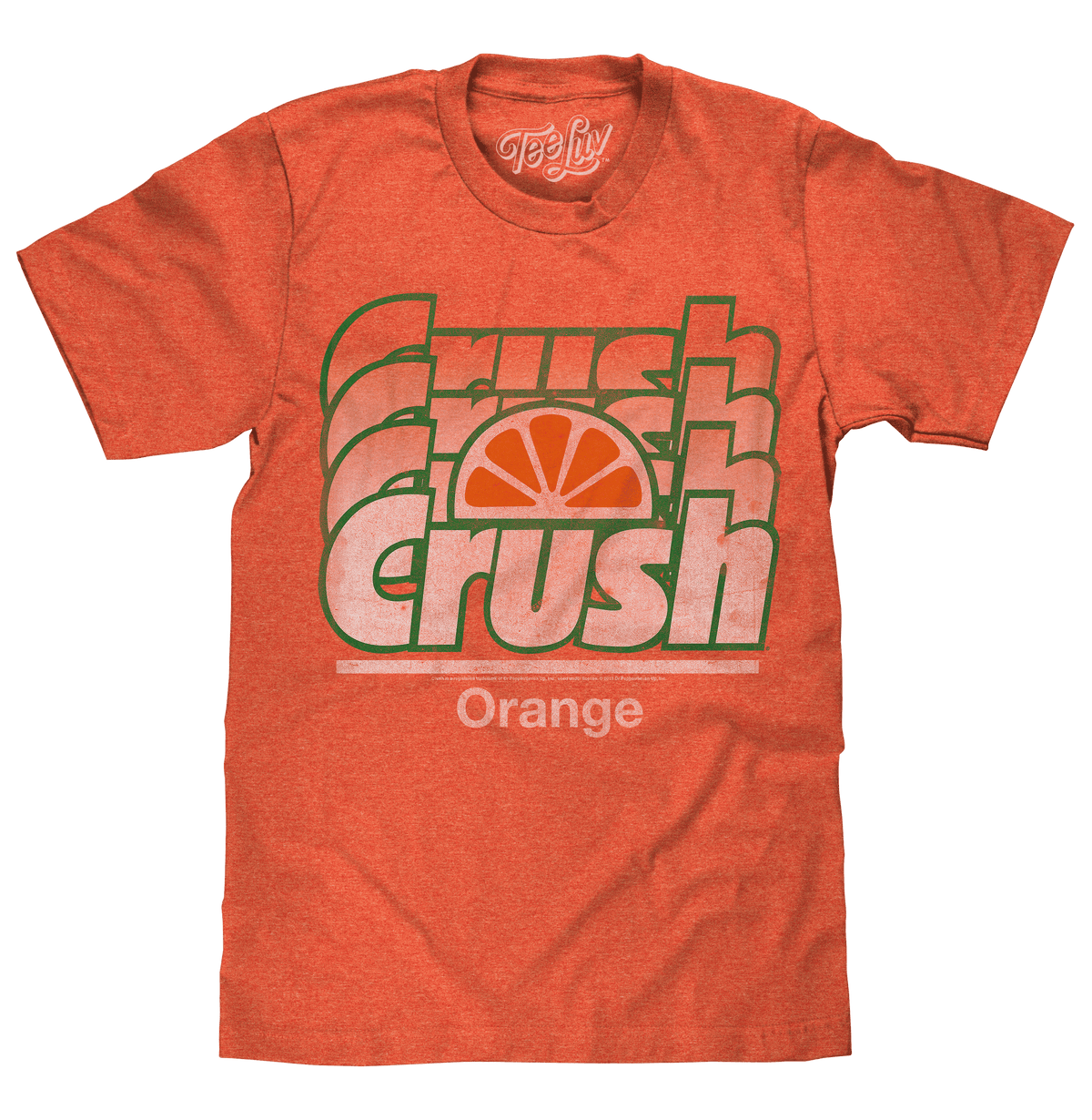 Heather orange graphic T-shirt with Crush Orange logo, short sleeves