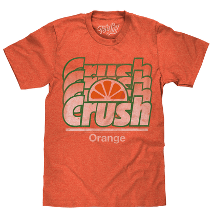 Heather orange graphic T-shirt with Crush Orange logo, short sleeves