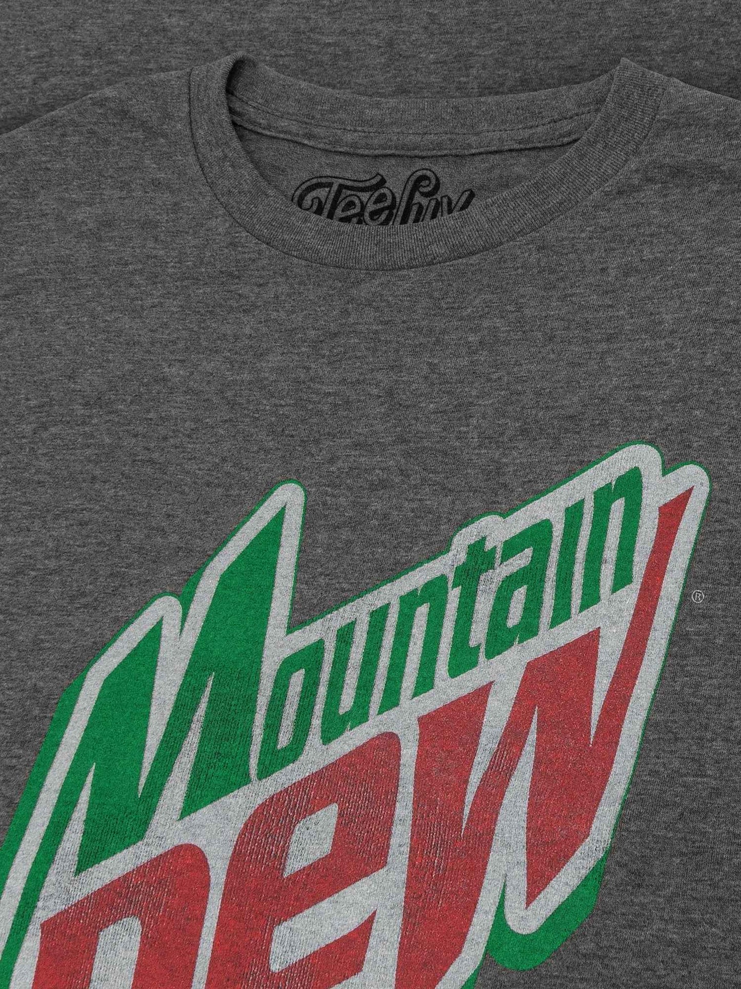 Mountain Dew T-Shirt | Distressed 90s Logo | Graphite Gray Heather | Poly-Cotton