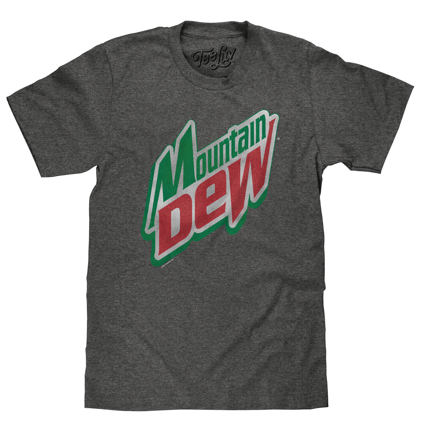 Mountain Dew T-Shirt | Distressed 90s Logo | Graphite Gray Heather | Poly-Cotton