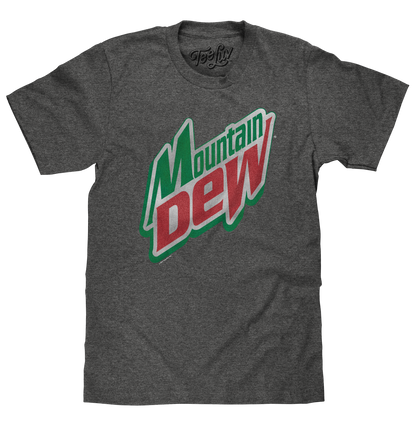 Mountain Dew T-Shirt | Distressed 90s Logo | Graphite Gray Heather | Poly-Cotton
