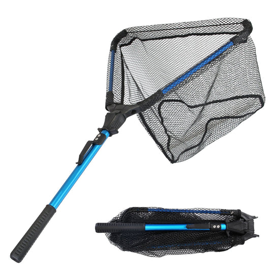 Foldable Fishing Net | Aluminum Handle | Nano-Coated Mesh | Freshwater & Saltwater | Black