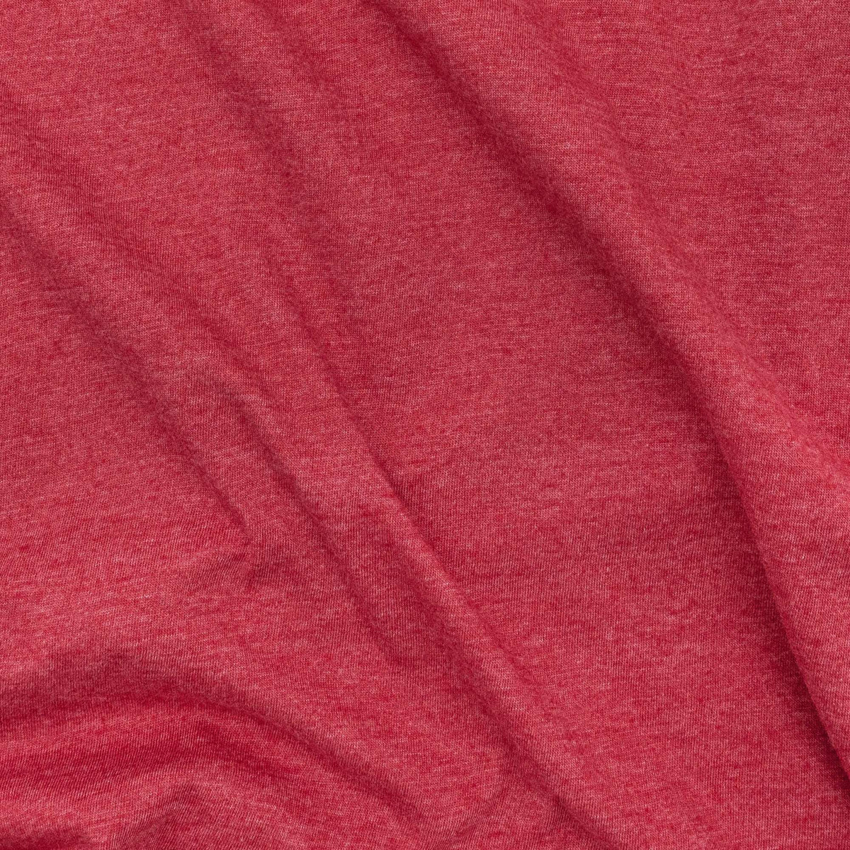 Red heather jersey knit T-shirt fabric texture close-up