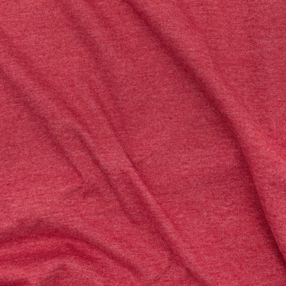 Red heather jersey knit T-shirt fabric texture close-up