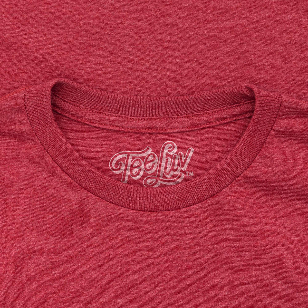 Red crew-neck T-shirt with TeeLu logo at neckline